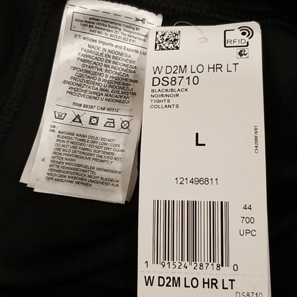 💕ADIDAS💕 Climalite Design 2 Move High Rise Logo Mesh Tights ~ Black Large NWT - Picture 13 of 15